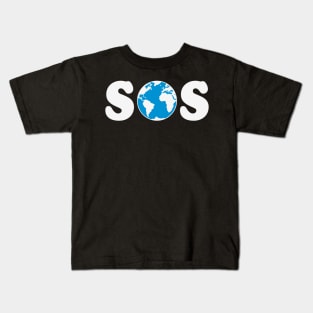 SOS – Earth Overshoot Day / Climate Change (White / 2C) Kids T-Shirt